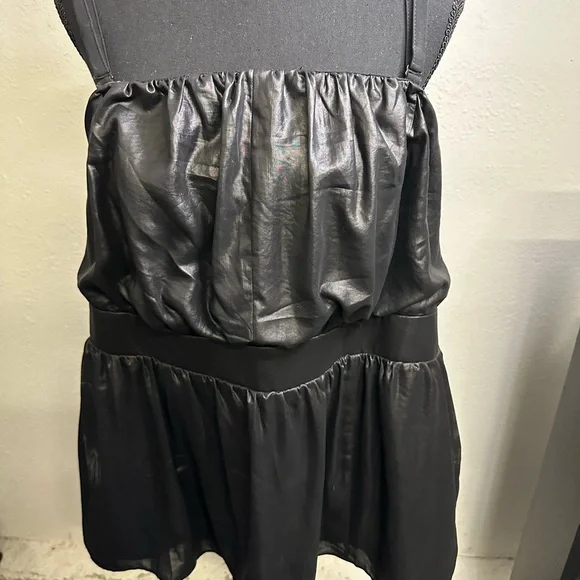 Lane Bryant Size Faux Leather Peplum Top Black Liquid Bustier Convertible Straps - Picture 1 of 12